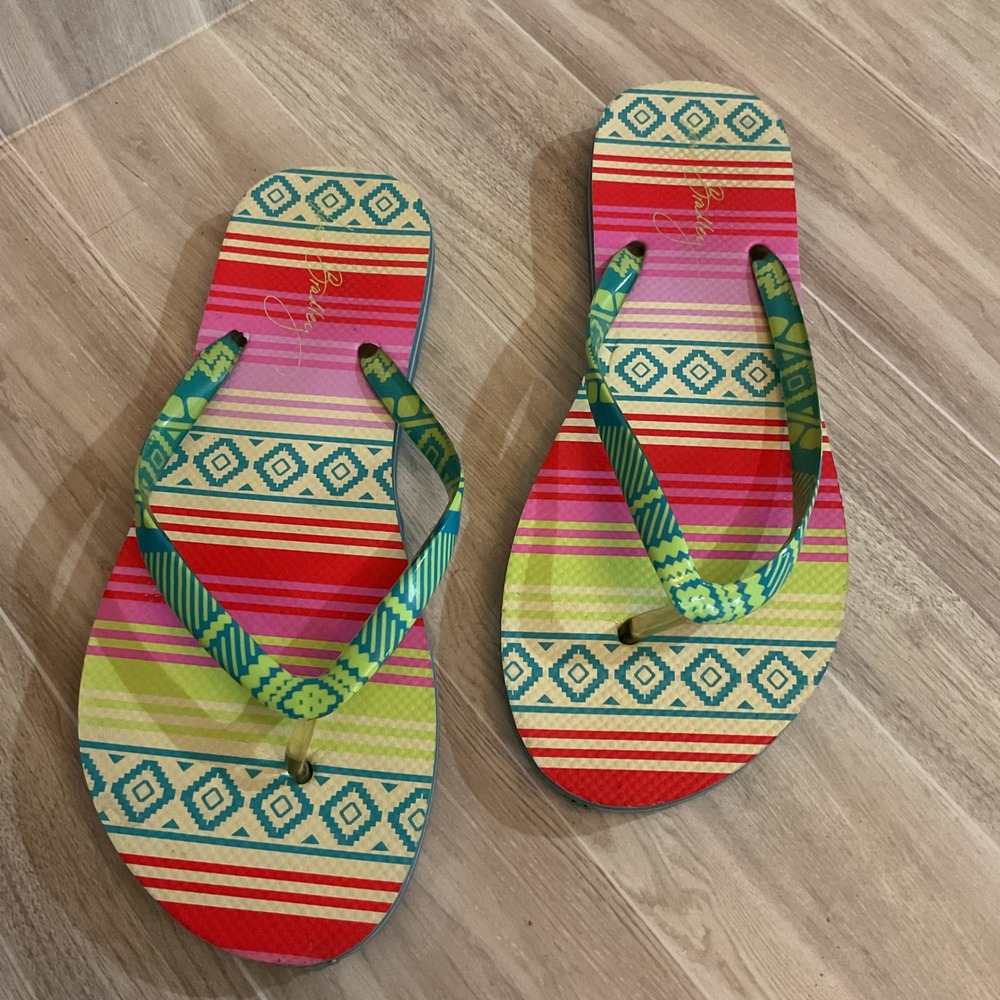Vera Bradley Flip Flops in Serape Paradise Thong Sandals summer‎ Sz 7-8